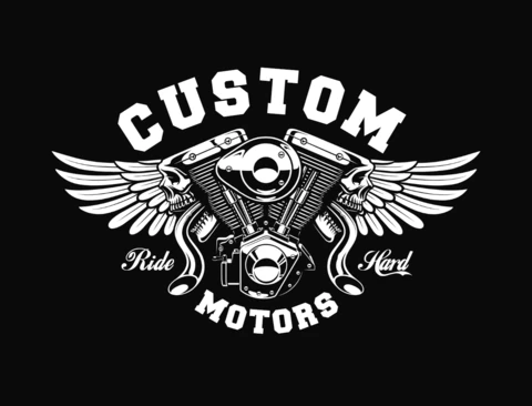 Motore vintage di moto con ali modello di design per t-shirt