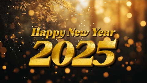 Élégant modèle doré de bonne année 2025
