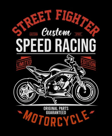 Streetfighter motorfiets t-shirt ontwerpsjabloon