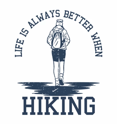 Woman Hiking Vintage T-shirt Design Template
