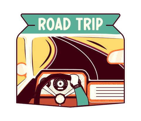 Modèle de badge pour un voyage en voiture