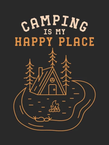 Camping Is My Happy Place T-shirt Template Design