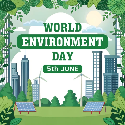 Eco-Friendly World Environment Day Design Template with Greenery and Urban Elements