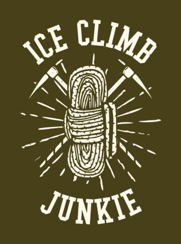 Ice Climb Junkie With Rope Vintage T-shirt Design Template