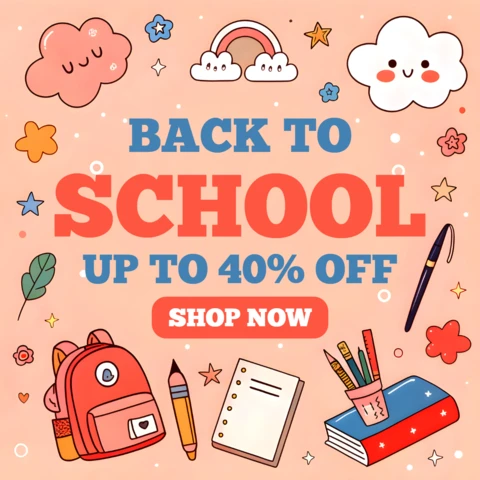 Back to School Design Template with Cute Kawaii Style Stationery for Flyers