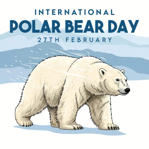 Template de design do dia do urso polar para pôsteres e mercadorias