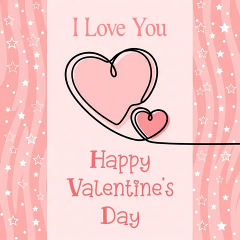 Valentine's Day Love Heart Design Template for Greeting Card