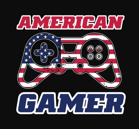 American gamer 4 de julio plantilla de diseño de camiseta