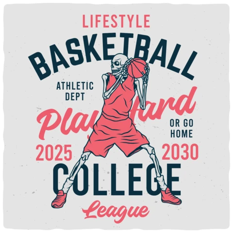 Skeleton Basketball T-shirt Design Template