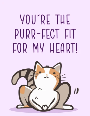Adorable Cat Love Card Template | Cute Valentine's Day Greeting Design