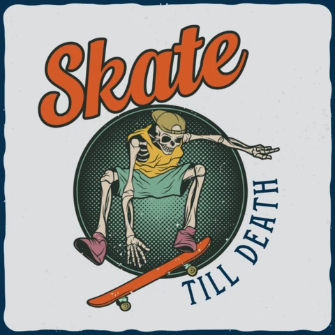 Squelette skate jusqu'à la mort modèle de t-shirt vintage