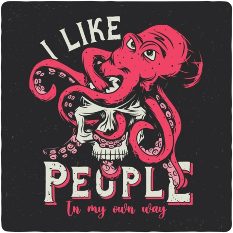 Scary Octopus Hugging A Skull T-Shirt Template