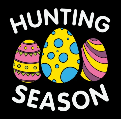 Plantilla de diseño de camiseta para la temporada de caza de huevos de Pascua