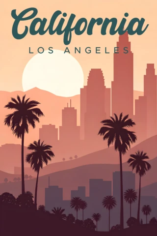 California Sunset Design Template for Travel Posters