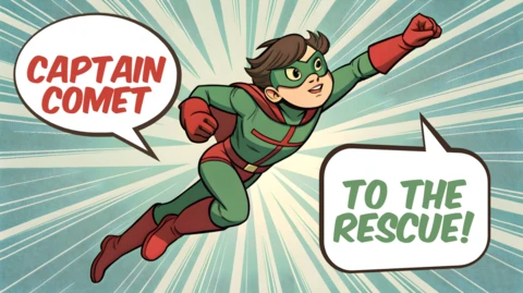 Modèle de design de super-héros en style bande dessinée pour t-shirt enfant