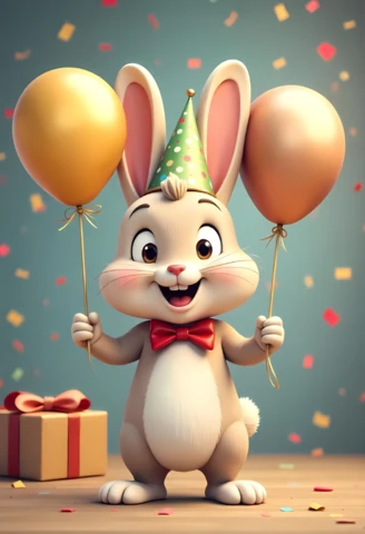Adorable Bunny Birthday Party Invitation Template