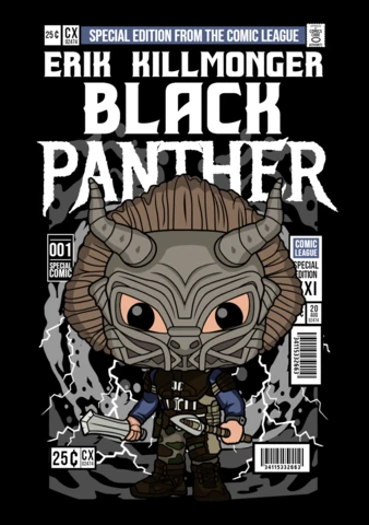 Erik Killmonger Black Panther Cartoon Character Magazine Cover Design Template