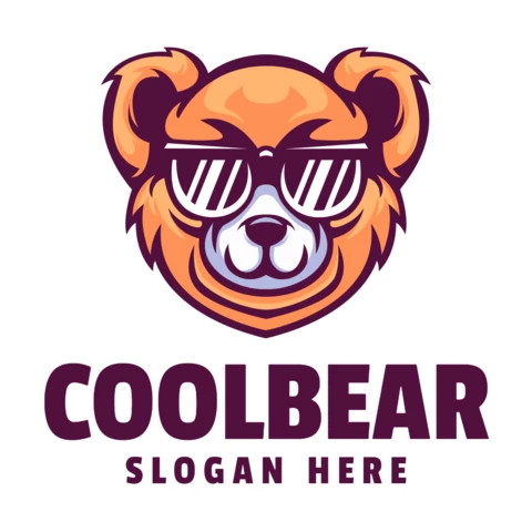 Plantilla de diseño de logotipo de oso genial