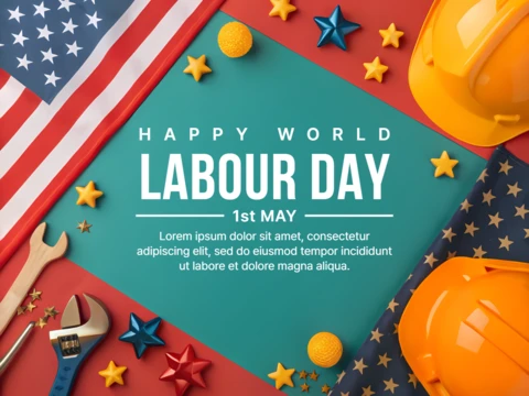 Labor Day Celebration Design Template with Festive Elements