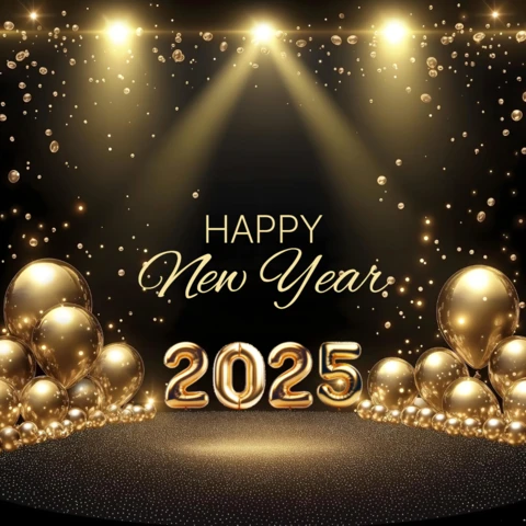 Elegant Golden Balloons New Year Celebration Design Template