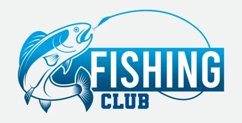 Modello di progettazione logo colorato di pesca