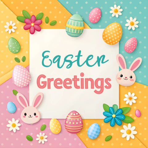 Plantilla de felicitación de Pascua para celebraciones festivas