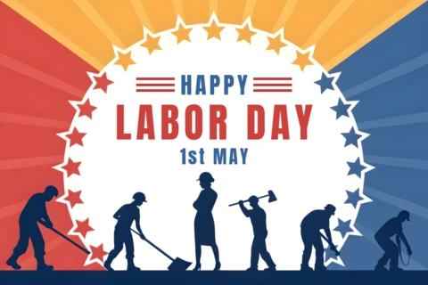 Labor Day Celebration Design Template - Vintage Style with Silhouettes