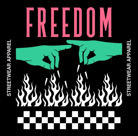 Modèle de conception graphique Freedom Hands pour vêtements de rue