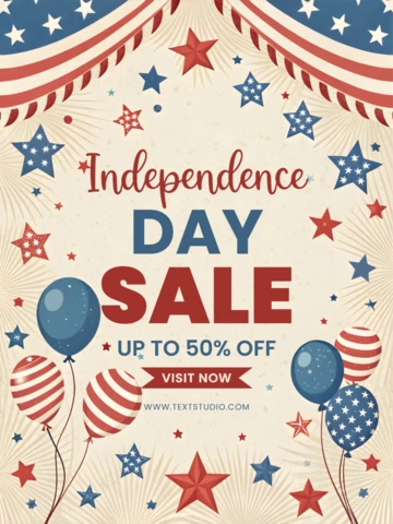 USA Independence Day Sale Poster Template with Vintage Circus Style Design