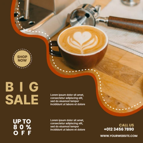 Big Sale Coffee Shop Social Media Post Design Template