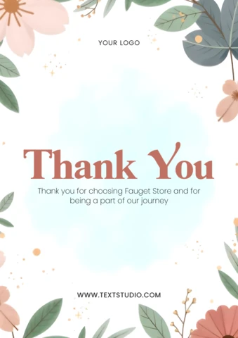 Chic Botanical Green Leaves Thank You Card Template