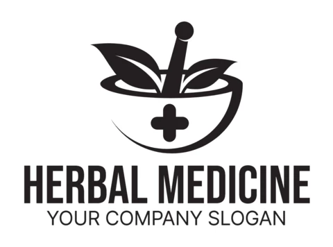 Herbal Medicine Logo Design Template Black