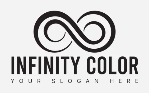 Modèle de conception de logo en couleurs infinies noir