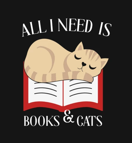 All I Need Is Books & Cats Cat Lover T-Shirt Design Template