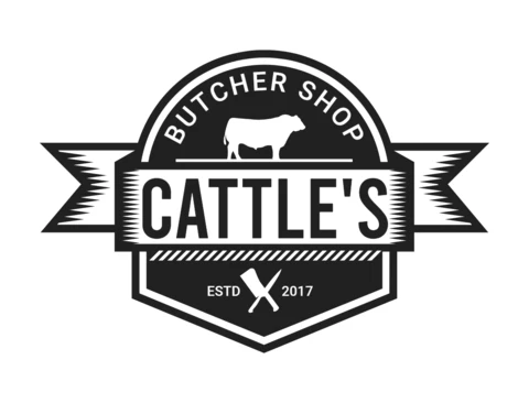 Vintage Cattle Butcher Shop Logo Design Template