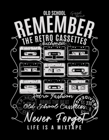 Plantilla de diseño de camiseta de cintas de casete retro
