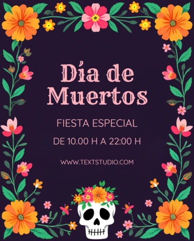 Colorful Día De Muertos Celebration Template with Floral Design for Posters