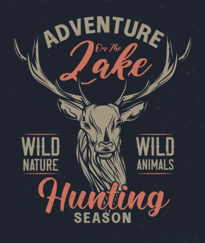Deer Head Hunting Season T-Shirt Design Template