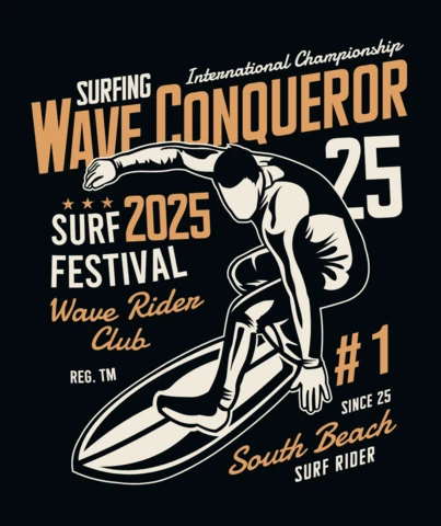 Surfing Championship T-shirt Design Template