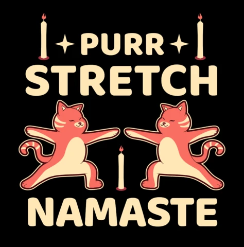 Gatinhos yogis se espreguiçando em pose de guerreiro para estúdio de yoga %modelo de merchandising
