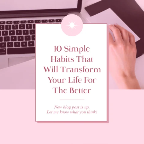 Pink Life Habit Quote Instagram Post Design Template