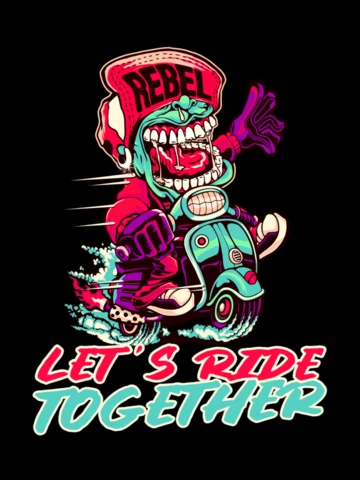 Let's Ride Together With Motorcycle T-shirt Design Template