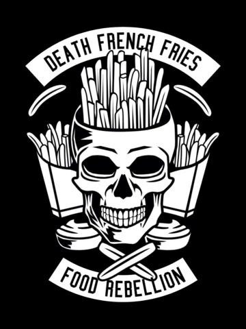 Modèle de t-shirt avec tête de mort et frites