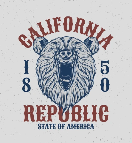 Bear Head California Republic T-Shirt Design Template