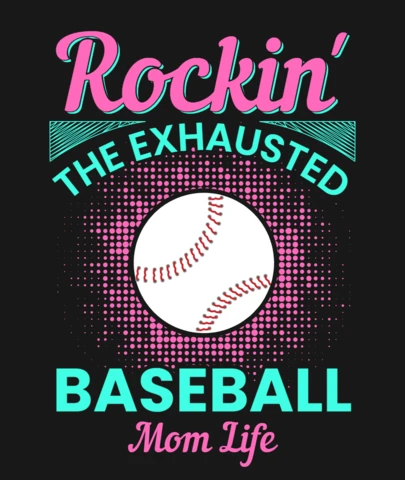 Rockin' The Exhausted Baseball Mom Life T-Shirt Design Template