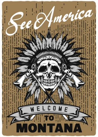 Modèle de t-shirt "Welcome to montana skull" (Bienvenue à Montana, tête de mort)