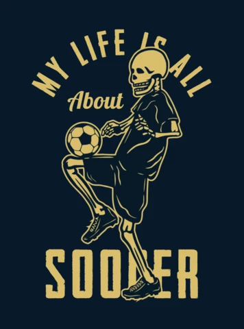 Skeleton Playing Soccer Vintage T-Shirt Design Template