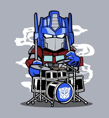 Optimus Drummer Comic Caricature Pop Culture T-Shirt Design Template