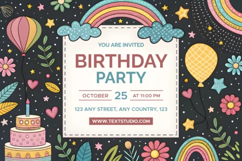 Colorful Birthday Party Invitation Template - Fun and Playful Design