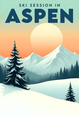 Mountain Landscape Design Template for Ski Session Poster